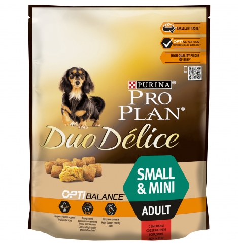 Pro Plan DUO DELICE SMALL&MINI (Сухой корм для взрослых собак мелких и карликовых пород) с высоким содержанием говядины, 700 гр