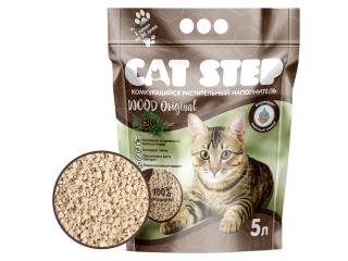 CAT STEP Wood Original, комкующийся растительный наполнитель для кошачьего туалета - 5 л