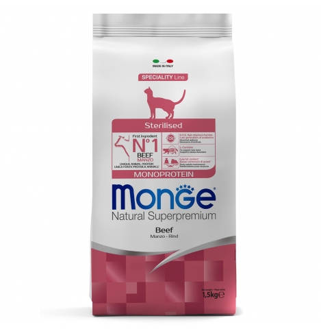 Monge Cat Monoprotein Sterilised Beef корм для стерилизованных кошек с говядиной 1,5 кг