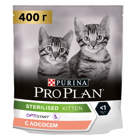 PRO PLAN STERILISED KITTEN Сухой корм для стерилизованных котят, с высоким содержанием лосося, 400г