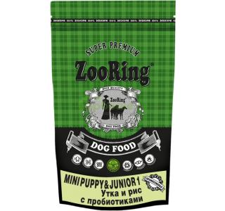 ZOORING MINI PUPPY 1 (Сухой корм для щенков мелких и средних пород) утка и рис с пробиотиками, 700 гр