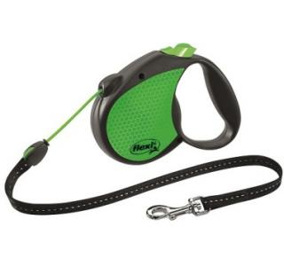 Flexi Limited Edition Neon Reflect M поводок-рулетка до 20 кг. Трос 5 м, зеленый