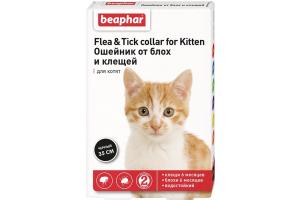 Beaphar Ошейник от блох и клещей для котят (черный), 35 см