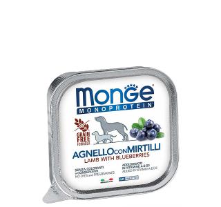 Monge Monoprotein AGNELLO CON MIRTILLI (Паштет для собак из ягненка с черникой), 150 г
