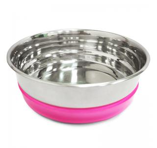 TRIOL Миска металлическая с розовой резинкой, 0,3л