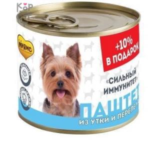 Мнямс Консервы для собак всех пород "СИЛЬНЫЙ ИММУНИТЕТ" Паштет из утки и перепела - 220 гр