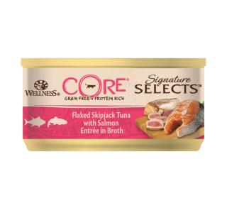 CORE SIGNATURE SELECTS консервы из тунца с лососем в виде кусочков в бульоне для кошек, 79г