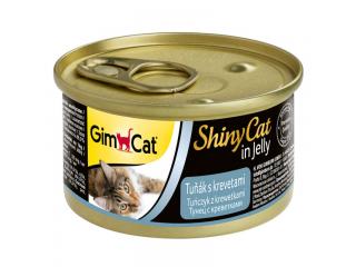 GimCat ShinyCat консервы для кошек из тунца с креветками 70г