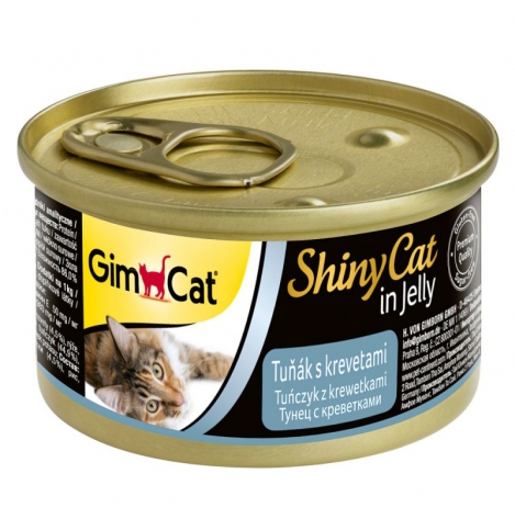 GimCat ShinyCat консервы для кошек из тунца с креветками 70г