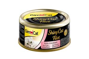 GimCat ShinyCat Filet консервы для кошек из цыпленка с креветками 70г