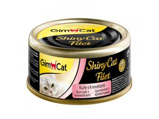 GimCat ShinyCat Filet консервы для кошек из цыпленка с креветками 70г