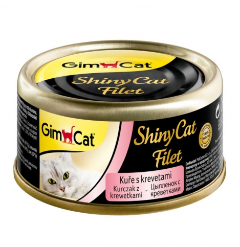 GimCat ShinyCat Filet консервы для кошек из цыпленка с креветками 70г