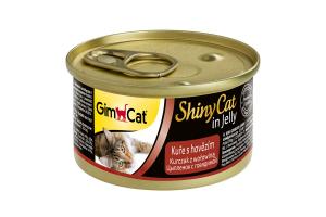 GimCat ShinyCat консервы для кошек из цыпленка с говядиной 70г