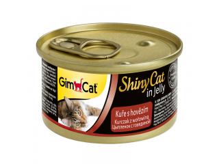 GimCat ShinyCat консервы для кошек из цыпленка с говядиной 70г