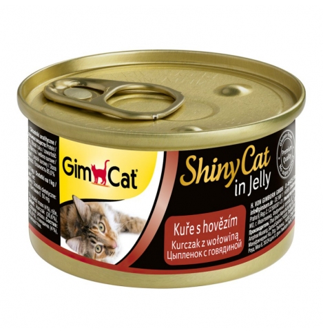 GimCat ShinyCat консервы для кошек из цыпленка с говядиной 70г