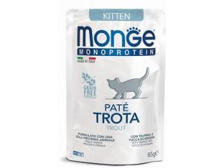 Monge Cat Natural Monoprotein Влажный корм для котят и беременных кошек из форели, пауч 85 г