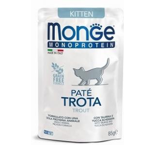 Monge Cat Natural Monoprotein Влажный корм для котят и беременных кошек из форели, пауч 85 г