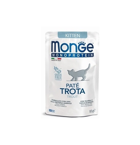 Monge Cat Natural Monoprotein Влажный корм для котят и беременных кошек из форели, пауч 85 г