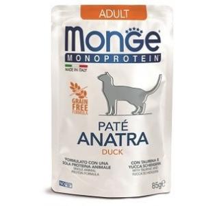 Monge Cat Monoprotein Влажный корм для взрослых кошек из утки, пауч 85 г