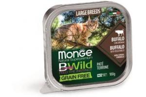 Monge Cat BWild GRAIN FREE Влажный корм для крупных кошек беззерновой, из буйвола с овощами, 100 г