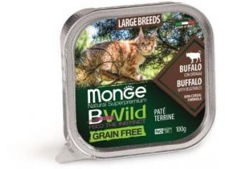 Monge Cat BWild GRAIN FREE Влажный корм для крупных кошек беззерновой, из буйвола с овощами, 100 г