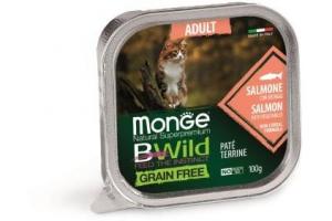 Monge Cat BWild GRAIN FREE Влажный корм для кошек беззерновой, из лосося с овощами, 100 г