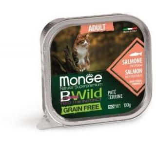 Monge Cat BWild GRAIN FREE Влажный корм для кошек беззерновой, из лосося с овощами, 100 г