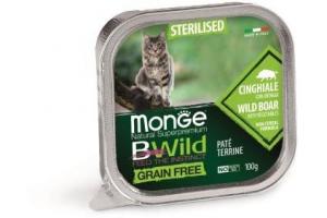 Monge Cat BWild GRAIN FREE Влажный корм для стерилизованных кошек беззерновой, из кабана с овощами, 100 г