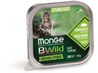 Monge Cat BWild GRAIN FREE Влажный корм для стерилизованных кошек беззерновой, из кабана с овощами, 100 г