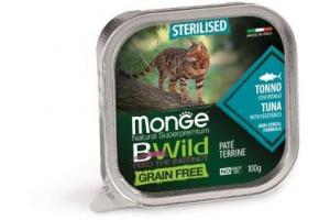 Monge Cat BWild GRAIN FREE Влажный корм для стерилизованных кошек беззерновой, из тунца с овощами, 100 г