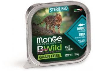 Monge Cat BWild GRAIN FREE Влажный корм для стерилизованных кошек беззерновой, из тунца с овощами, 100 г