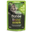 Monge Cat BWild GRAIN FREE Влажный корм для стерилизованных кошек беззерновой, из мяса дикого кабана с овощами, пауч 85 г