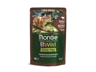 Monge Cat BWild GRAIN FREE Влажный корм для кошек крупных пород из мяса буйвола с овощами, пауч 85 г