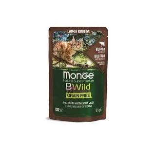 Monge Cat BWild GRAIN FREE Влажный корм для кошек крупных пород из мяса буйвола с овощами, пауч 85 г