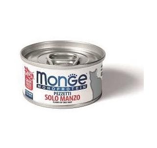 Monge Cat Monoprotein Консервы для кошек, мясные хлопья из мяса говядины, 80 г