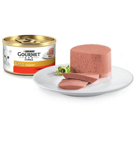 Gourmet Консервы для кошек Гурмэ Голд Паштет с говядиной, 85г