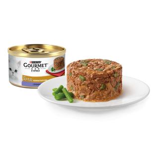 Gourmet Консервы для кошек Гурмэ Голд Нежные биточки с ягненком и зеленой фасолью, 85г