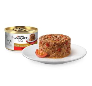 Gourmet Консервы для кошек Гурмэ Голд Нежные биточки с говядиной и томатом, 85г