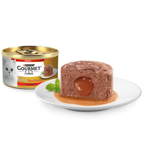 Gourmet Консервы для кошек Гурмэ Голд Нежная Начинка с говядиной, 85г