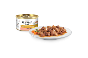 Gourmet Консервы для кошек  Гурмэ Голд Кусочки в соусе с лососем и цыпленком, 85г