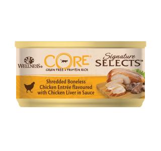 CORE SIGNATURE SELECTS консервы из курицы с куриной печенью в виде фарша в соусе для кошек 79 г