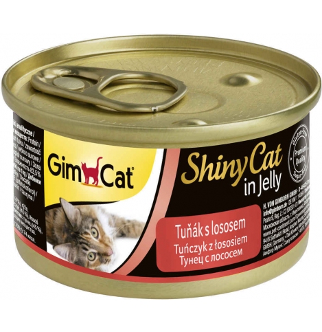 GIMCAT SHINYCAT консервы для кошек из тунца с лососем в желе, 70г