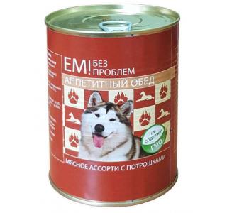 Ем Без Проблем Консервы для собак "Мясное ассорти с потрошками", 970 г