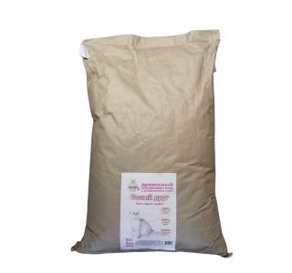 Белый друг, древесный с добавлением коры наполнитель для кошачьего туалета - 60 л (20 кг)