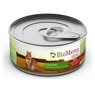 BioMenu ADULT Консервы для кошек мясной паштет с Кроликом 95%-МЯСО 100гр