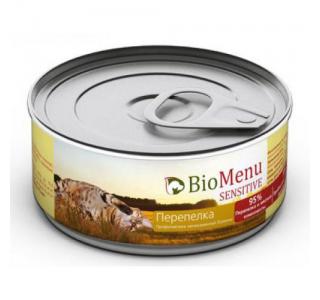 BioMenu SENSITIVE Консервы д/кошек мясной паштет с Перепелкой 95%-МЯСО 100гр