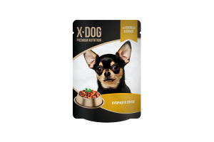 X-DOG Корм консервированный полнорационный для взрослых собак. Кусочки в соусе из курицы, 85г