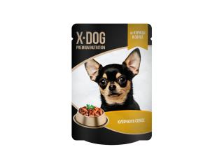 X-DOG Корм консервированный полнорационный для взрослых собак. Кусочки в соусе из курицы, 85г