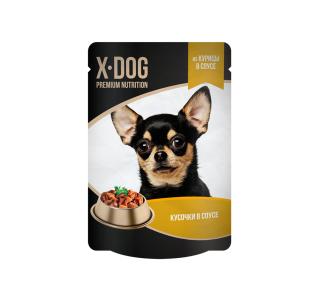 X-DOG Корм консервированный полнорационный для взрослых собак. Кусочки в соусе из курицы, 85г