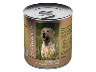 Dog Lunch консервы для собак (Говядина с Сердцем и Печенью в желе), 750г